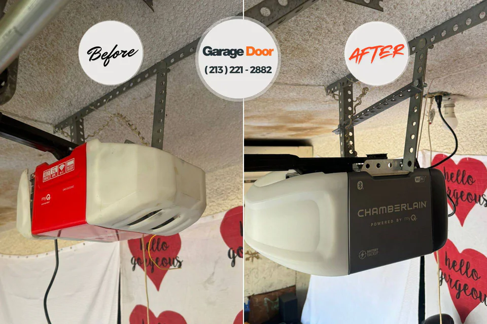 Before and after: garage door repair Mangum, OK